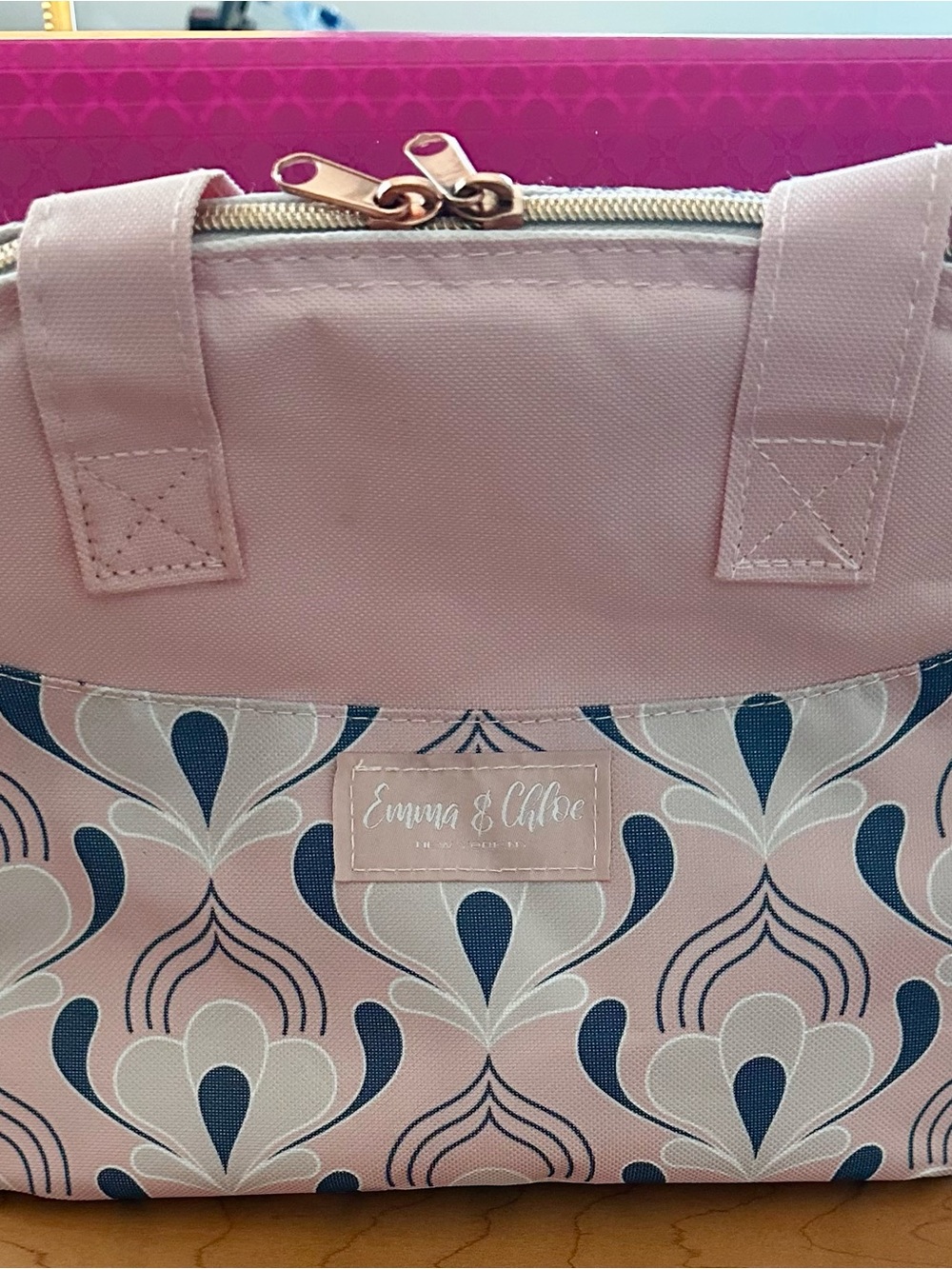 Pink Patterned 9 Can Cooler Tote Bag